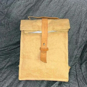 Faux leather insulated lunch bag